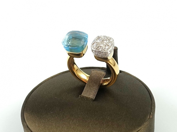 Pomellato Nudo Ring Rosegold Sky Blue Topas & Brillanten PAC4020-O6WHR-DB0YY