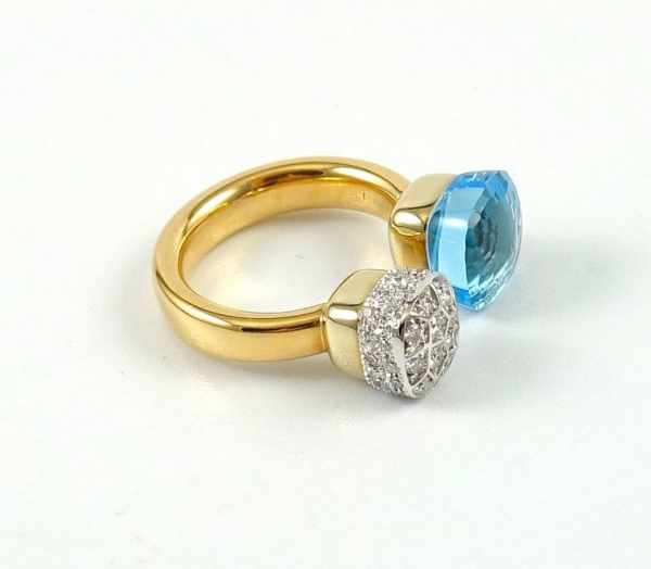 Pomellato Nudo Ring Rosegold Sky Blue Topas & Brillanten PAC4020-O6WHR-DB0YY