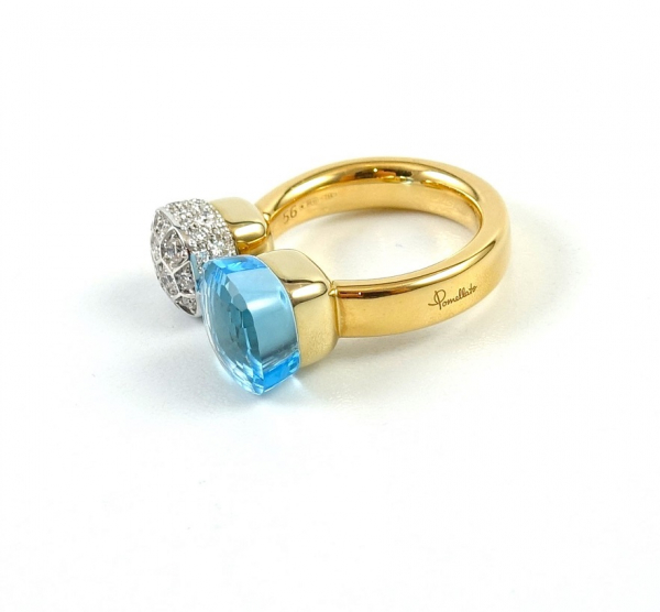 Pomellato Nudo Ring Rosegold Sky Blue Topas & Brillanten PAC4020-O6WHR-DB0YY