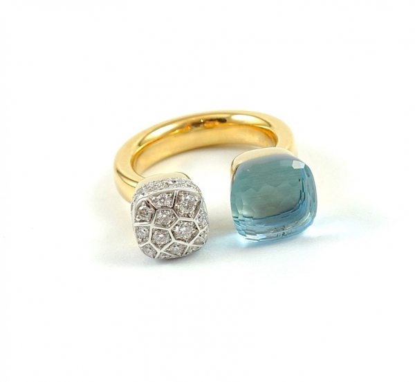 Pomellato Nudo Ring Rosegold Sky Blue Topas & Brillanten PAC4020-O6WHR-DB0YY