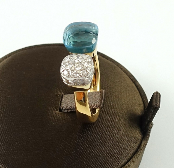 Pomellato Nudo Ring Rosegold Sky Blue Topas & Brillanten PAC4020-O6WHR-DB0YY