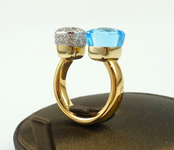 Pomellato Nudo Ring Rosegold Sky Blue Topas & Brillanten PAC4020-O6WHR-DB0YY